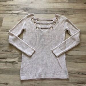 BNWT!! Pink Knit Dynamite Sweater with Back Detail